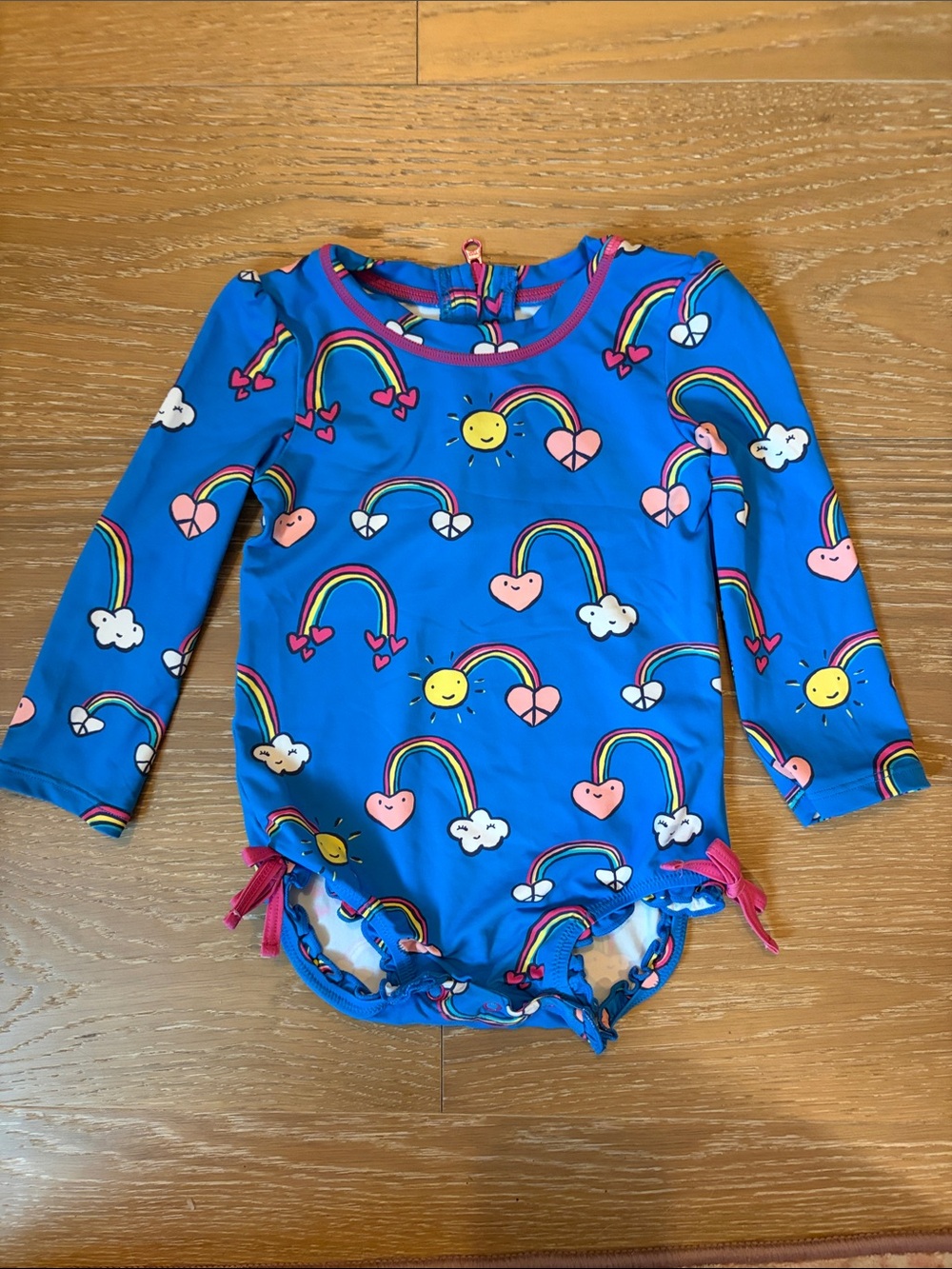 Hatley Long-Sleeve Blue Rainbow Rash Guard Swimsuit